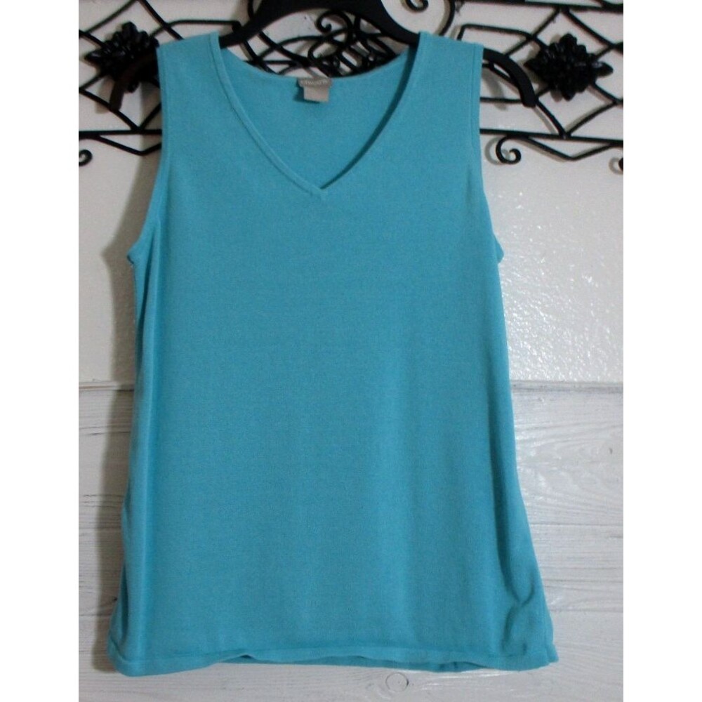 Chico's Women's Knit Top Size 0 Teal Sleeveless V Neck